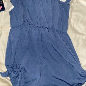 Blue strapless romper